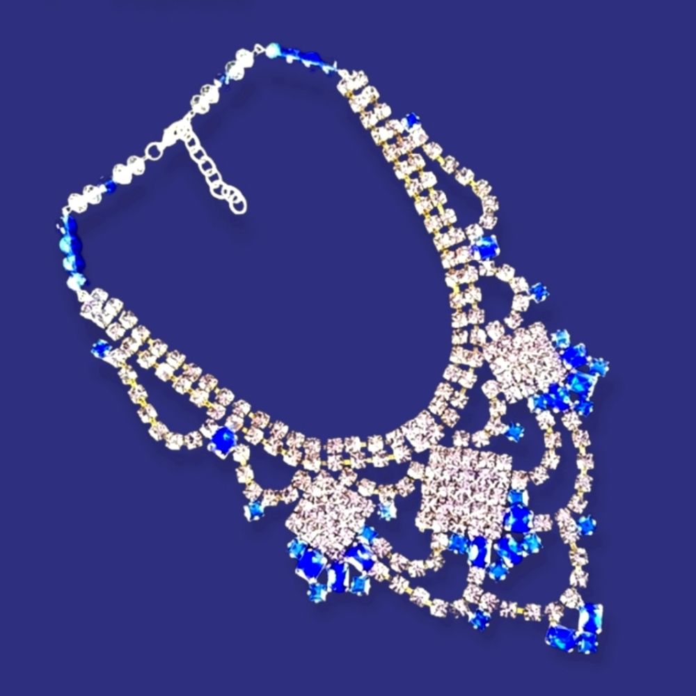 Repurposed Vintage Czech Glass Crystal Necklace - Picture 1 of 16